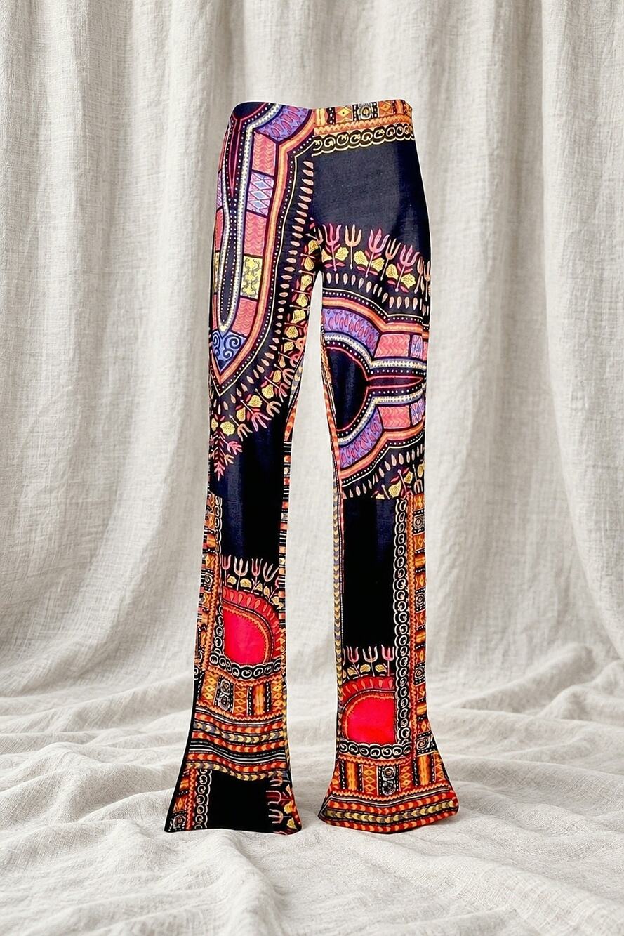 90s/Y2K Vintage D&G Multicolor Geometric Print Flared Pants – Size XS